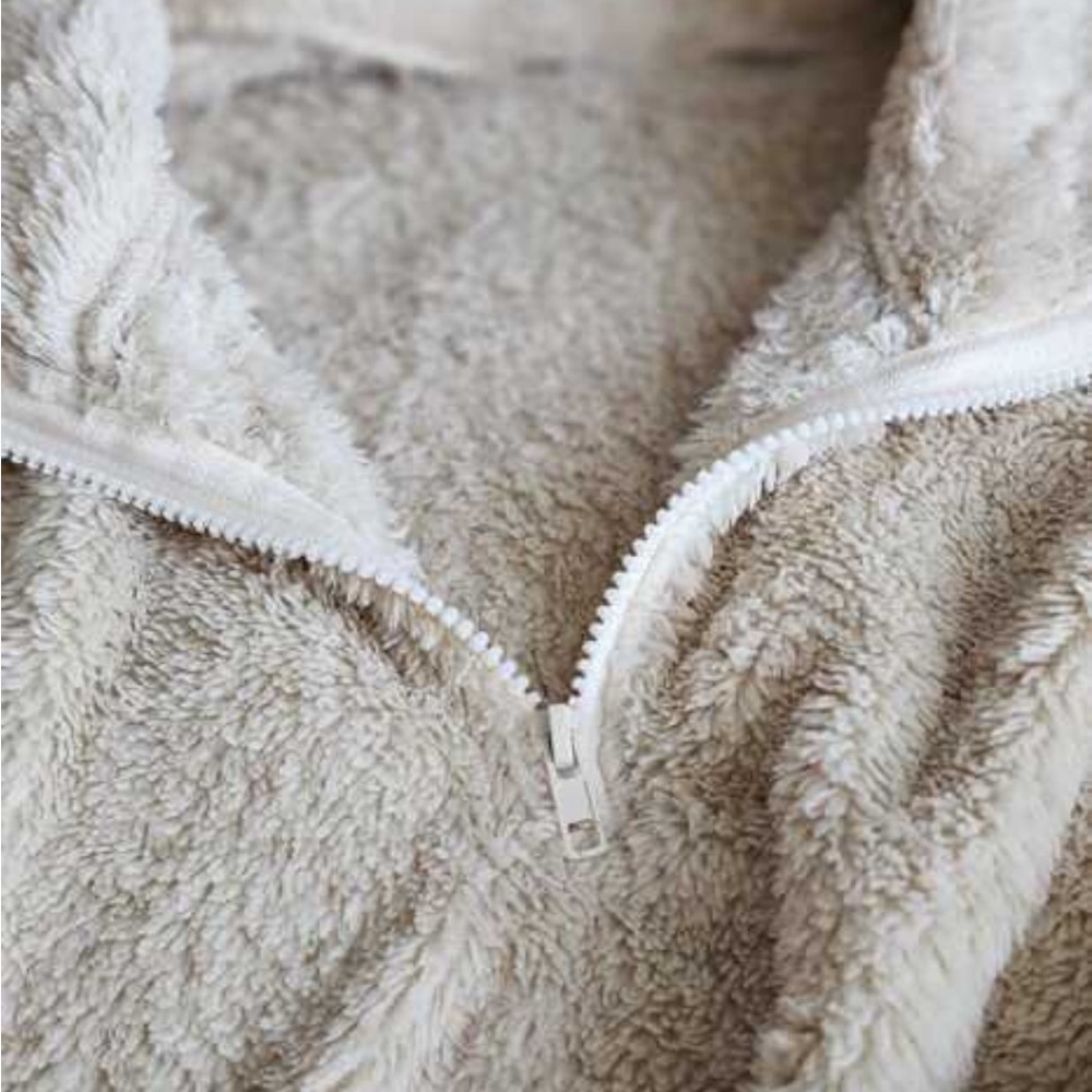 SHEIN EZwear Half Zip Pocket Drop Shoulder Teddy, Sweatshirt - Picture 4 of 9